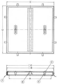 アルミ目地フロアーハッチ（目詰防止・簡易防臭型） INFT2(樹脂タイル用)　寸法図
